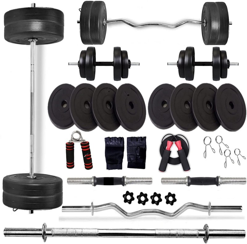 Jmb 40Kg Gym Kit3Ft Straight Rod,3Ft Curl Rod One Pair Dumbbell Rods Gym Accessories Fixed Weight Dumbbell(40 Kg)