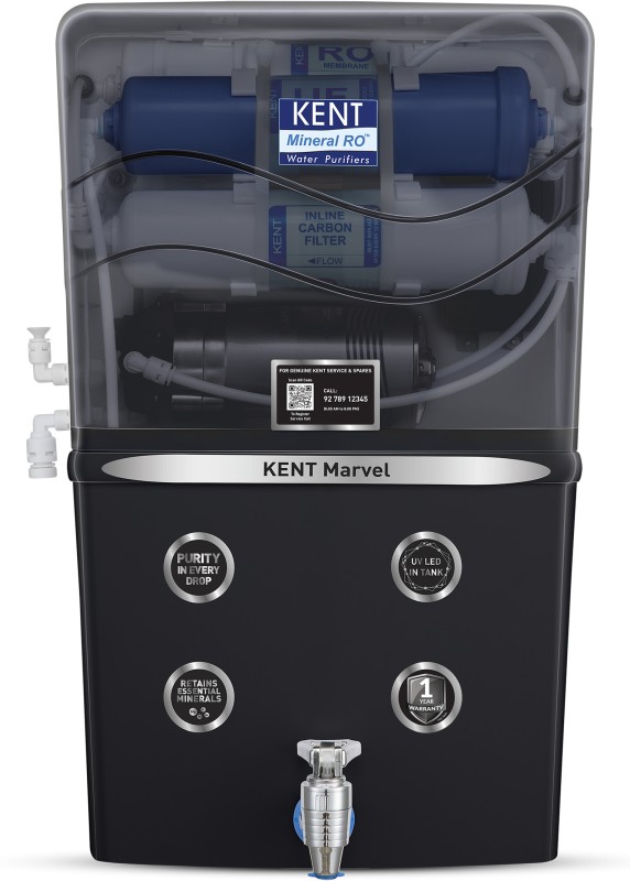 Kent Marvel (111166B) 8 L Ro + Uv + Uf + Tds Control + Uv In Tank Water Purifier(Black)