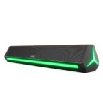 Govo Gosurround 300 | 25W Bluetooth Sound Bar, 2000 Mah Battery, 2.0 Channel With 52Mm Drivers, Multicolor Led Lights With Tws, Aux, Bluetooth And Usb (Platinum Black)