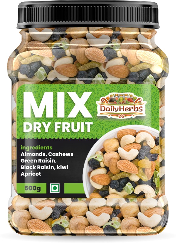 Dailyherbs Mixed Dry Fruits Almonds, Cashews, Raisins, Apricots, Kiwi(500 G)