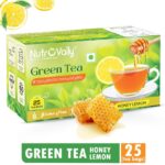 Nutrovally Green Tea For Weight Loss With Premium Leaves | Vitamin C Rich Honey, Lemon Green Tea Bags Box(25 Bags)