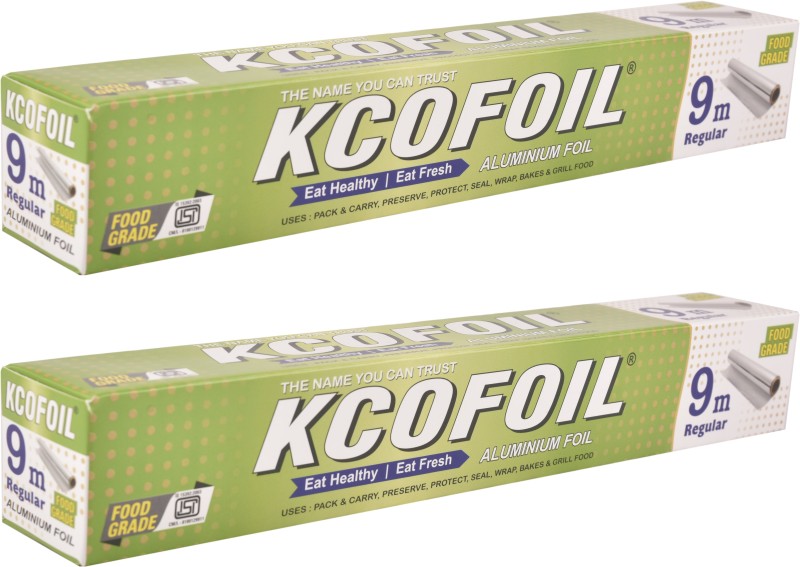 Kcofoil 9 Meters Food Grade Aluminium Foil| Isi Certified | Wrapping & Packing Aluminium Foil(Pack Of 2, 18 M)