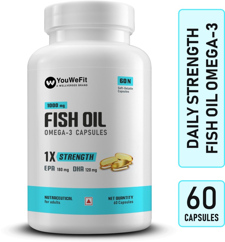 Youwefit Omega-3 Fish Oil | 1000Mg Daily Strength Fish Oil Capsules | No Fishy Burps(60 Capsules)