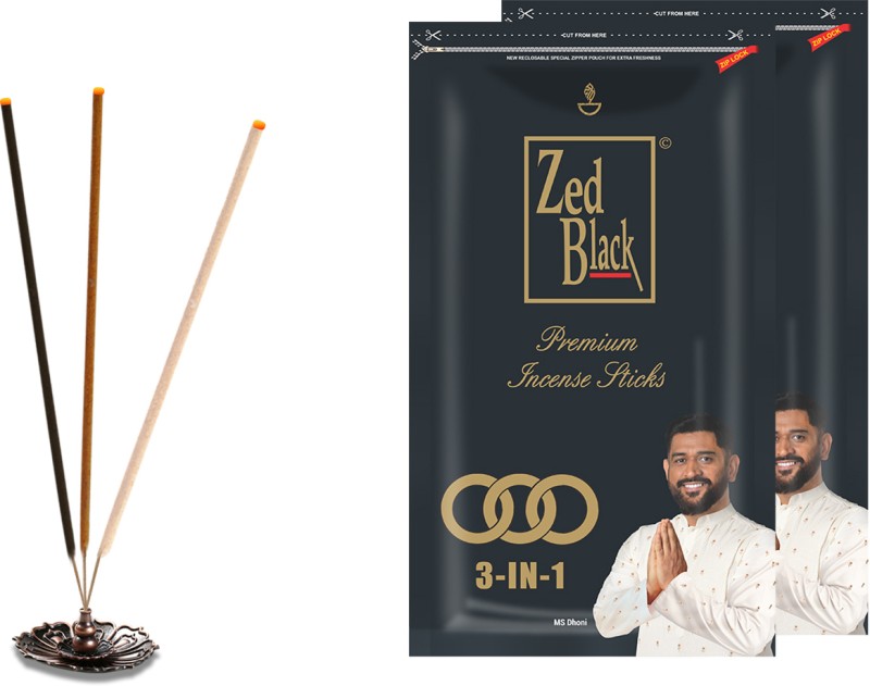 Zed Black Zipper Medium 3In1, Incense Stick For Pooja, Havan, Fresh(2, Set Of 2)