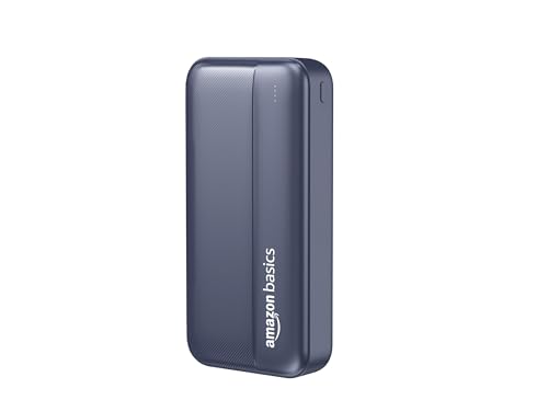 Amazon Basics 20000 Mah Power Bank | 22.5W Fast Charging | Dual Output & Input | Charge 3 Devices Simultaneously | For Smartphones, Tws Earbuds, Speakers, Tablets (Dark Blue)