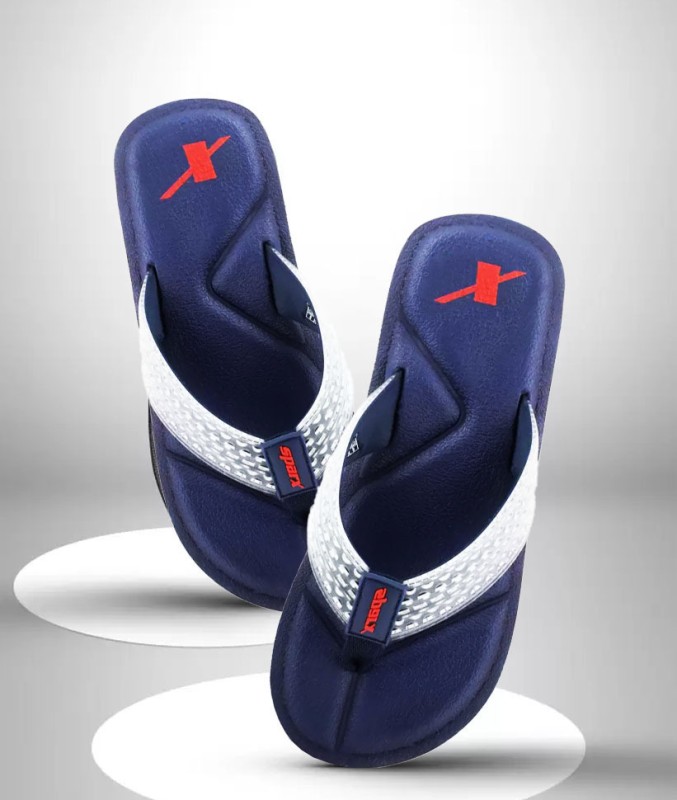 Sparx Men Flip Flops(Navy, White , 8)