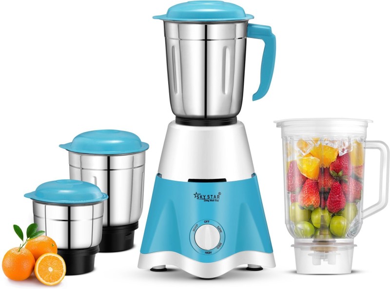 Skystar Supreme Elegant 750 W Juicer Mixer Grinder(Supreme Elegant | 4 Jars | White Blue)