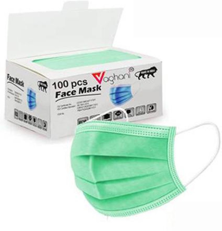 Vaghani 100 Pcs Relience Green Disposable Iso 3 Ply Polluation Export Quality Mask 3 Ply Polluation Dust Mask 100 Pcs ( Relience Green )( 75 Gsm )(Export)) Surgical Mask With Melt Blown Fabric Layer(Green, Free Size, Pack Of 100, 3 Ply)