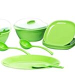 Signoraware Square Plastic Dinner Set | Set Of 32 Pcs | Plastic Dinnerware | Bpa Free | Food Grade | Unbreakable | Microwave, Dishwasher Safe | Stylish, Modern, Colourful & Affordable | Parrot Green