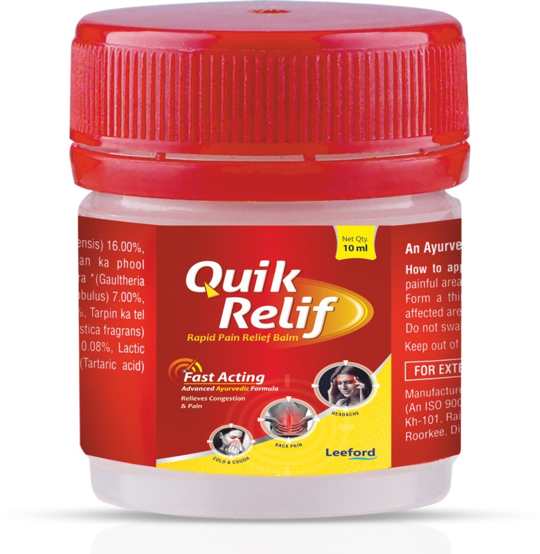 Quik Relif Pain Relief Balm For Headache | Back Pain | Cough/Cold Balm(10 Ml)