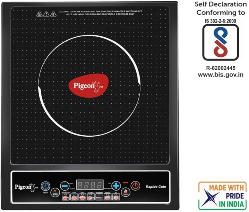 Pigeon 1800 W Induction Cooktop Push Button(Black, Repido Cute Indection)