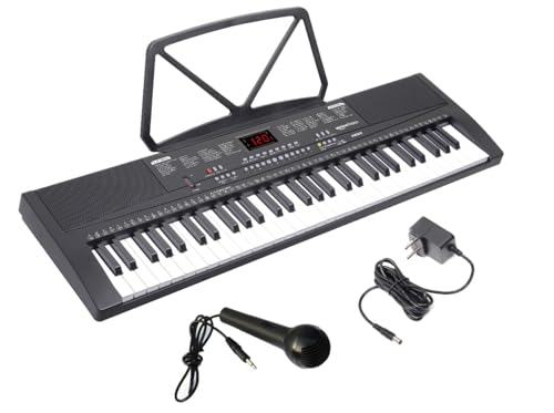 Amazon Basics Electronic Keyboard Piano With Led Display | Adapter | Key Note Stickers | Mic |Music Sheet Stand