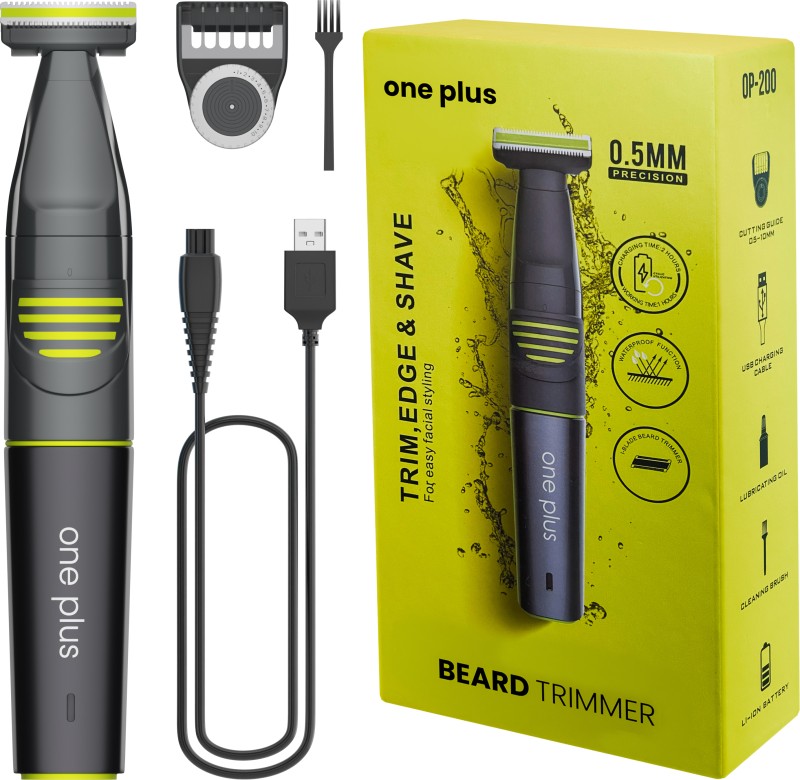 One Plus Op 200 T-Blade Cordless Hair Trimmer Waterproof Trimmer 120 Min  Runtime 20 Length Settings(Black)