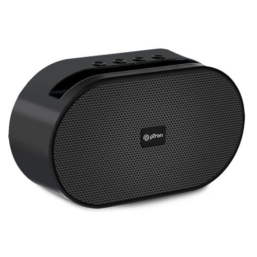 Ptron Newly Launched Fusion Hook 6W Mini Bluetooth Speaker, 6 Hrs Playtime, 52Mm Dynamic Driver, Bluetooth 5.0 Connectivity, Tf Card/Usb Playback, Tws Pairing & Integrated Controls (Black)