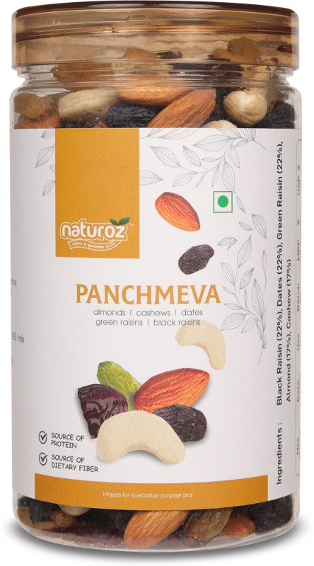 Naturoz Panchmeva – Dry Fruit Mix – Almond,Cashew,Dates,Black Raisin,Green Raisin(400 G)