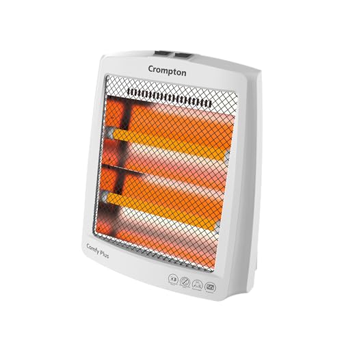 Crompton Comfy Plus 800 Watt Quartz Room Heater With 2 Heat Setting | Handle To Carry | Neon Lamp Indicator