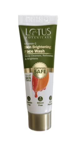 Lotus Botanicals Skin Brightening Face Wash Mini Pack | Vitamin C | Sulphate Free, Silicon Free & Chemical Free | Suitable For All Skin Types | 7G