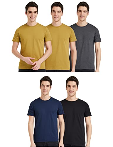 Amazon Brand – Symbol Men’S Solid Regular Fit T-Shirt (Pack Of 5) (Aw17Plpo5-3_Multicolor12 S)