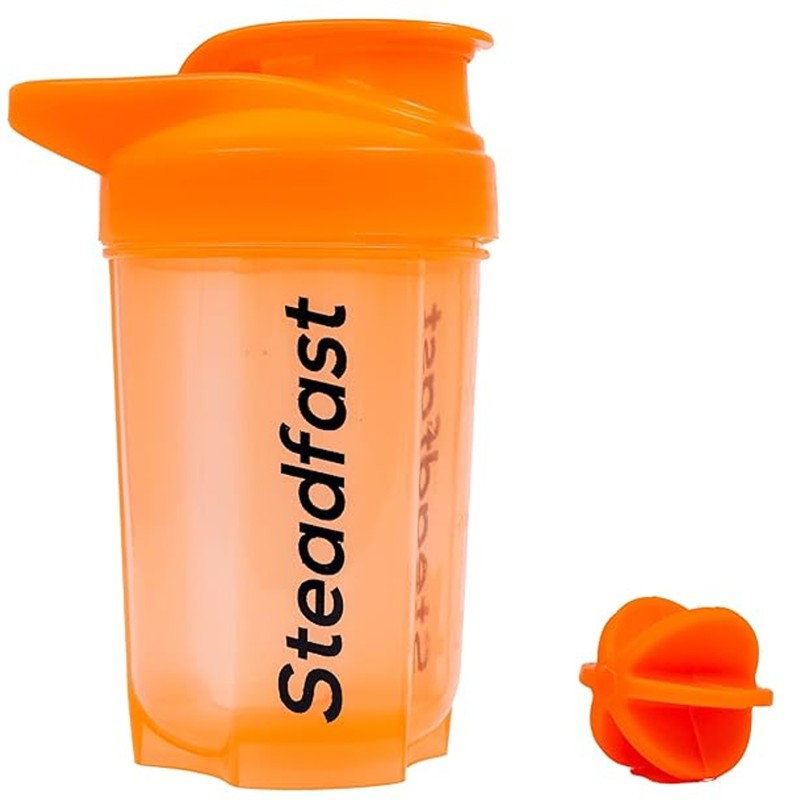 Steadfast Nutrition Protein Shaker Blender Bottle With Blender Ball 400 Ml Shaker(Pack Of 1, Orange, Plastic)