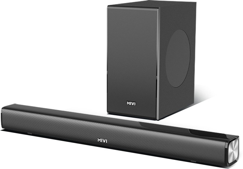 Mivi Fort S200 Soundbar With Wired Subwoofer, Made In India 200 W Bluetooth Soundbar(Black, 2.1 Channel)