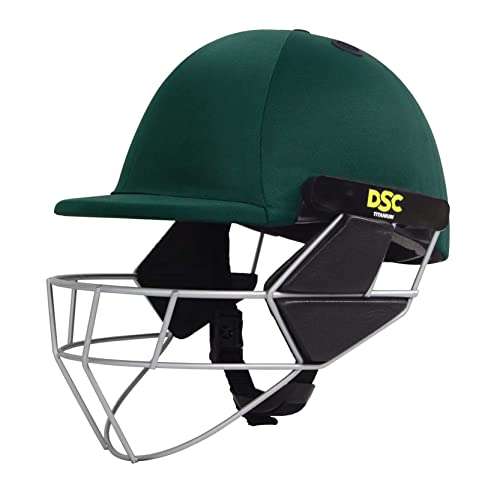 Dsc Scud Lite Ti. Cricket Helmet For Mens With Neck Guard | Fixed Titanium Grill | Back Support Strap, Size : Xs | Color : Green