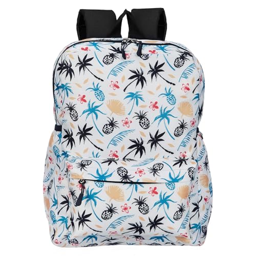 Amazon Basics 13 L Printed Laptop Backpack For Men & Women | Durable Zippers Nylon And Polyester Material | For School, College & Work | 27 L X 20 W X 35 H Cm | White