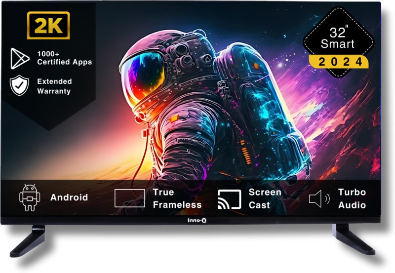 Innoq Spectra 80 Cm (32 Inch) Hd Ready Led Smart Android Tv With 30W Boom Speakers| 1000+ Smart Apps – Games, Mobile Screen Connect, Pixel Colour Enhancer(32S-Spectra/1)