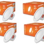 Halonix Polycarbonate Kornet 5.5-Watt Junction Box White Led Downlighter| Cut Out- 3 Inch | Surge Protection – Upto 4 Kv (Pack Of 4, White)
