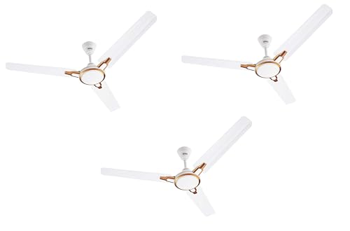 Usha Racer Chrome 1200Mm 50 Watt Energy Efficient 1 Star Rated Power Saving High Speed Decorative Ceiling Fan (Rich White Bronze) Pack Of 3