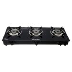 Candes Gas Stove 3 Burners Manual Ignition | 3 Burner Gas Stove With Premium Gas Saver Tornado Burners | 6Mm Toughened Glass Gas Chulha 3 Burner | Lpg Compatible | Isi Certified | 1 Yr Warranty