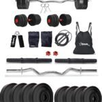 Starx 20 Kg Pvc Weight With 3Ft Curl Rod And Accessories Home Gym Combo