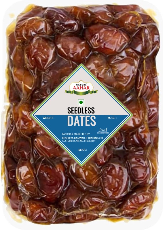 Nature Aahar Organic Seedless Dates Pin Khajur Arabian Dates, Dry Fruit Dates(500 G)