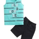 Bumchums Rupa Sleeveless Round Neck T-Shirt And Pant Set For Boys, Casual Clothing Set, Trendy And Cute, Striped