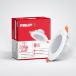 Eveready 8-Watts Led Downlighter Plastic Body| Round Shape Cool Day White| High Efficiency 75 Lm/W | 4Kv Surge Protection | Lightweight | Integrated Driver | 600 Lumens | 75Mm Cut Size | Pack Of 1