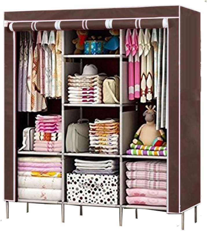 Home Reserve 6+2 Layer Portable Cabinet Pp Collapsible Wardrobe(Finish Color – Coffee, Diy(Do-It-Yourself))