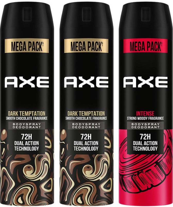 Axe Dark Temptation And Intense Deodorant Spray – For Men(645 Ml, Pack Of 3)