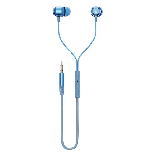 Boat Bassheads 162 V2 Wired Earphones With 10Mm Drivers, Metallic Earbuds, Integrated Controls, In-Line Microphone, Ergonomic Fit, Braided Cable & 3.5Mm Jack(Calm Blue)