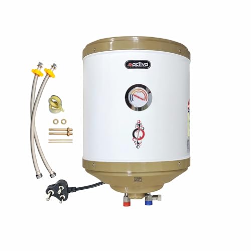 Activa 15 L Storage 2 Kva Special Anti Rust Coating 0.75 Mm Ss Tank Geyser With Temperature Meter Abs Top Bottom With Free Installation Kit And Adjustable Outer Thermostat 5 Years Warranty,Wall