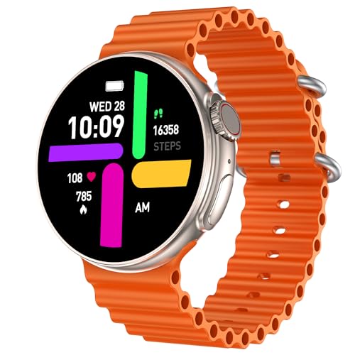 Fire-Boltt Asteroid 1.43” Super Amoled Display Smart Watch, One Tap Bluetooth Calling, 466 * 466 Px Resolution, 123 Sports Modes, In-Built Voice Assistance, 350Mah Large Battery (Orange)