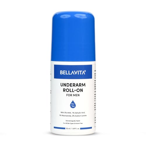 Bellavita Deo White Natural Underarm Roll On Deodorant For Men |Control Odour|Alcohol-Free| Antiperspirant For Long Lasting Freshness 50Ml