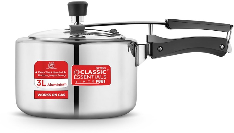 Classic Essentials Aluminium Pressure Cooker | Isi Certified Inner Lid Pressure Cooker 3 L Inner Lid Pressure Cooker(Aluminium)