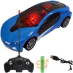 Caddle & Toes Famous Car Remote Control 3D With Led Lights, Chargeable(Blue)