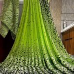 Sita Geometric Print Bollywood Georgette Saree(Green)