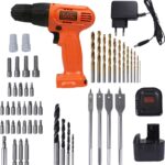 Black+Decker 12-Volt Cordless /Driver With Keyless And 50 Accessories Kit Cd121K50 Angle Drill(10 Mm Chuck Size)