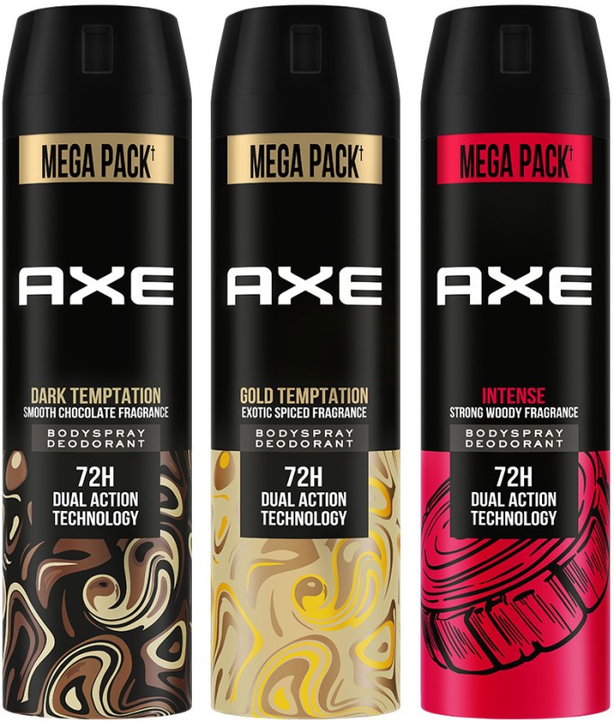 Axe Gold Temptation, Dark Temptation And Intense Deodorant Spray  –  For Men(645 Ml, Pack Of 3)