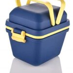 Tosaa Plastic Dieting Airtight Lunch/Tiffin Box Set 3 Compartment Tiffin With Handle&Push Lock For Travelling, School Kids&Office Exclusive,Blue (14 X 12 X 14 Cm),10 Ml