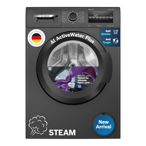 Bosch 8 Kg 5 Star Fully-Automatic Front Loading Washing Machine (Waj2826Cin, Black Grey, Ai Active Water Plus, In-Built Heater)