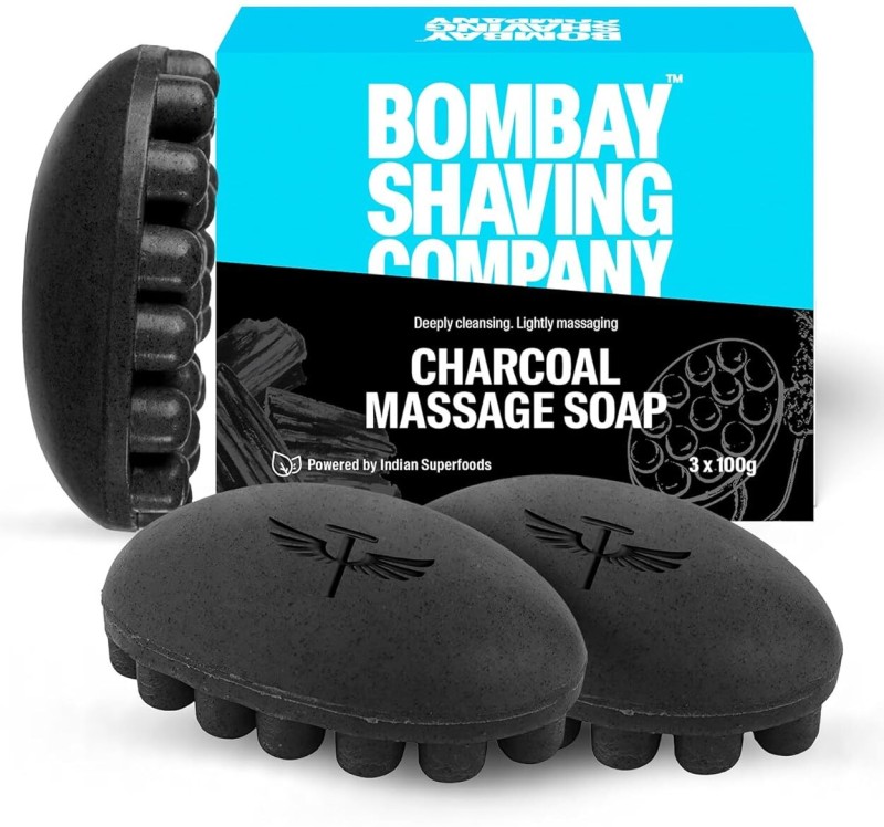 Bombay Shaving Company Deeply Cleansing Lightly Massaging Charcoal Massage Soap(3 X 100 G)