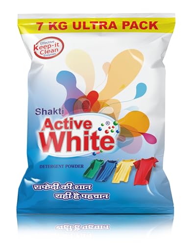 Active White Detergent Washing Powder, 7 Kg Ultra Pack | Laundry Detergent | Removes Tough Stains | High Efficiency | Superior Cleaning | Power Boosters