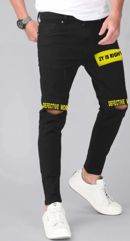 Arj Slim Men Black, Yellow Jeans